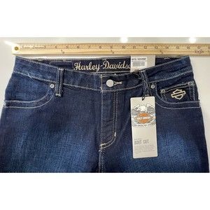New With Tags Harley-Davidson Jeans Women Dark Blue Cotton 14R Bootcut Biker